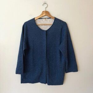 Eileen Fisher Blue Linen Blend Zip Front Cardigan Sweater Jacket Women's Size L